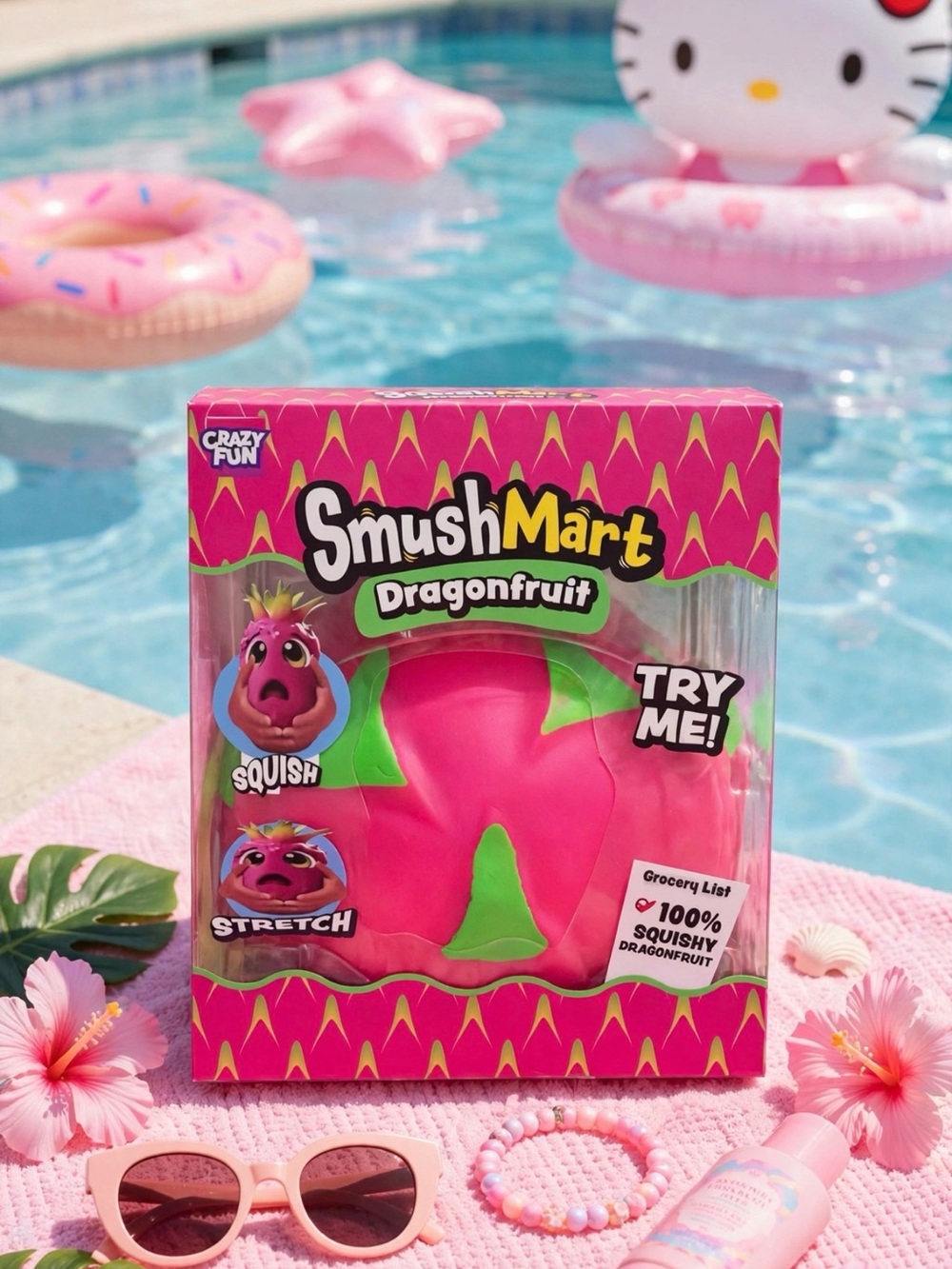 Dragonfruit Squishy Stretch Toy - Pink & Green